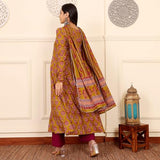 Gosriki Women'S Rayon Viscose Anarkali Printed Kurta With Pant & Dupatta (Gandhara Mustard-Gs_Xxl_Mustard_Xx-Large),Mustard,2,B0FC6RPQFZ
