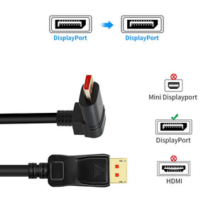 ALYYDBG 8K@60Hz 90 Degree Right Angle DP 1.4 Cable, Male to Male Right Angled Displayport 1.4 Cable Cord 8K@60Hz, 4K@144Hz, 2K@1