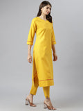 Anni Designer Women'S Polycotton Straight Kurta With Pant & Dupatta (Nilesh Yellow_S_New01_Yellow_Small),Yellow,S,,,