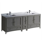 Fresca Oxford 84 Gray Traditional Double Sink Bathroom Cabinets W/Top & Sinks