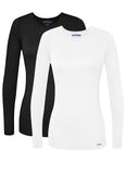 Sivvan Scrubs for Women Long Sleeve Comfort Underscrub Tee 2Pack S85002 Black/White M