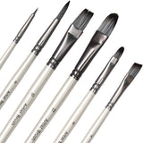 BUYMZ Set of 6 Professional Paint Brushes, Synthetic Bristles, Multiple Shapes, for Gouache, Acrylics, Watercolour and Oil Paint