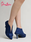 Shoetopia Solid Bow Detailed Blue Pumps For Girls-Eu38,Bronze,5,B0D5HFVK37