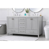 Elegant Decor Irene 60 Solid Wood And Stone Double Bathroom Vanity In Gray