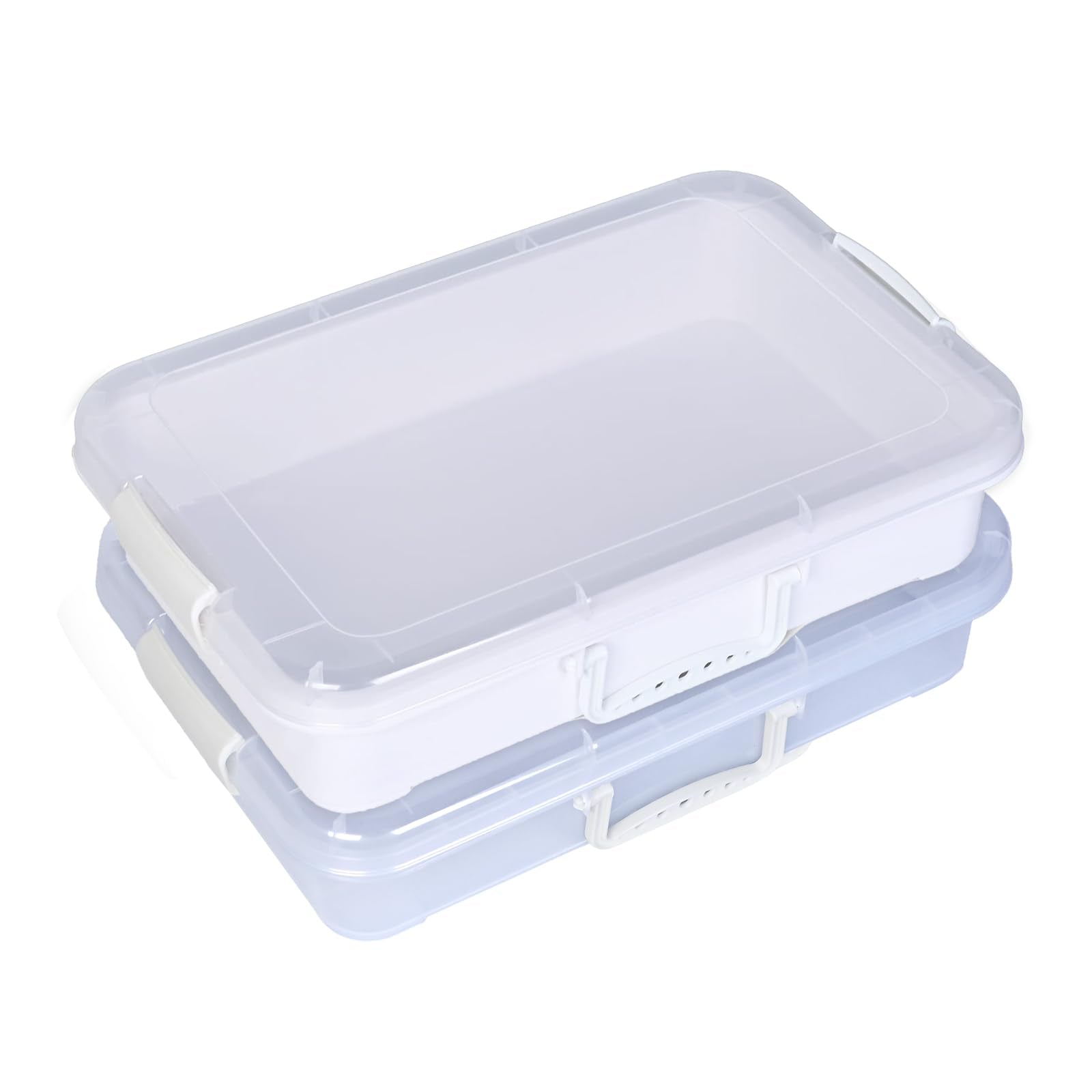 Madzee Plastic Activity Tray with lid for Slime, Beads, Sand and Sensory Toys - 15 Inches (White & Clear)