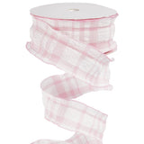 CABODYALS 20 Yards 1.5 Inch Pink White Buffalo Plaid Ribbon Double Ruffled Edge Chiffon Pleated Checkered Gingham Pastel Fabric 