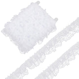 CABODYALS 11 Yards White Ruffle Pleated Trim Ruffled Edge Lace Trimming Double Layer Gathered Embroidered Fabric Applique Ribbon