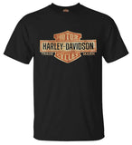 HarleyDavidson Mens Distressed Elongated Bar & Shield Black Tee 30296553 (4XL)