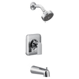 Moen Genta LX Chrome PosiTemp Pressure Balancing EcoPerformance Modern Bathtub Shower Faucet, Featuring Shower Head, Lever Han