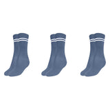 Mukhaksh (Pack Of 3 Pairs Boys Kids Grey Socks With White Stripes, Grey With White Stripes Calf Length School Uniform Dress Sock