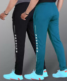 Lookmark Men'S Slim Fit Lycra Blend Stretchable Jogger Track Pant In Black & Rama Color (Xxl)