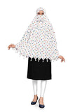 Six Sigma Cotton Long Scarf Cum Mask Scarves Usable For Vehicle Driver | White Printed Design | Universal Size | For Girl & Wome