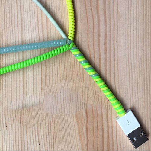 VizGiz 7 Pack Spiral Cable Protector Sleeve Saver Universal USB Charging Cable Cover Cord Rope Wrap Strain Relief Anti-Fracture