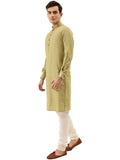 Manyavar Solid Plain Knee Long Full Sleeves Kurta And Churidar Set For Men - (Green, Xx-Large)