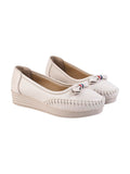 Shoetopia Bow Detailed Casual Cream Loafers For Women & Girls /Eu40,Cream,7,B0DZVPP5ZJ