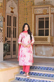Gosriki Women'S Cotton Blend Printed Straight Kurta With Pant & Dupatta (Bhool Pink-Gs_S_Pink_Small),Pink,,B0D181CPRM