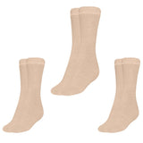 Mukhaksh (Pack Of 3 Pairs Men Cotton Beige Crew Calf Length Long Full Length Socks For Running Gym Training Sports Basketball Fo