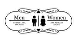 Designer Men to the Left, Because Women are Always Right, Restroom Sign (White) Medium