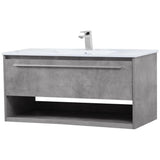 Elegant Decor Kasper 40 Single Porcelain Top Floating Bathroom Vanity In Gray