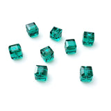 Chengmu 4mm Cube Glass Beads for Jewelry Making, Faceted Square Crytal Spacer Beads for Bracelet Necklace Earring, Emerald Green