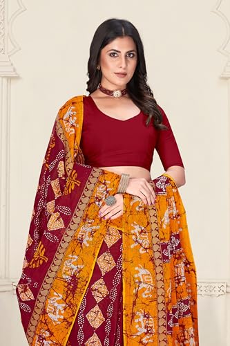 Tamaira Fashion Women'S Plain Cotton Saree (11499_Red