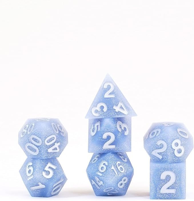 Fanroll By Metallic Dice Games 16Mm Sharp Edge Silicone Rubber Poly Dnd Dice Set: Glacial Debris, Role Playing Game Dice For Dun