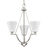 Bravo Collection 3-Light Brushed Nickel Etched Glass Modern Chandelier Light