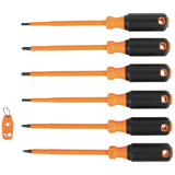 Klein Tools 85077INSR Insulated Screwdriver Set with Magnetizer, Made in USA, 1000V Electrical Screwdrivers, Phillips, Slotted, 