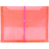JAM PAPER Plastic Expansion Envelopes with Elastic Band Closure - Letter Booklet - 9 3/4 x 13 with 2.5 Inch Expansion - Red - 12