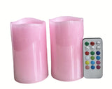 Adoria Pink Flameless Candles Set 2-Real Wax Pillar Candles Battery with Rose Scented, Dia3 XH5-Multi Function Remote and Timer 