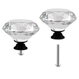 Crystal Cabinet Knobs 2Pack Clear Glass Diamond Shape Drawer Knobs 50mm Diamond Dresser Pulls Door Knobs Cabinet Pulls Cupboard 