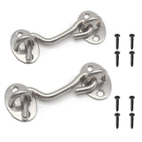 2 Pcs 3 Silver Privacy Hook and Eye Latch Easy Lock for Barn Door, Gate, Window