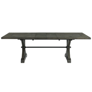 Sunset Trading Trestle 96 Rectangular Extension Pedestal Distressed Gray Wood Dining Table, Three Size Grey