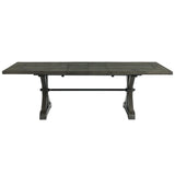 Sunset Trading Trestle 96 Rectangular Extension Pedestal Distressed Gray Wood Dining Table, Three Size Grey
