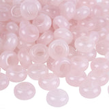 mookaitedecor 25 Pcs Rose Quartz Large Hole Beads Stone Rondelle Gemstone Loose Beads for Jewelry Making, Bracelet, Macrame Proj