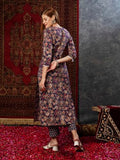 Gosriki Women'S Cotton Blend Straight Printed Kurta With Pant (Jetasri Begani-Gs_L_Begani_Large),Begani,,B0D73X2ZF3