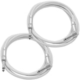 Seismic Audio - SAGC10R-White-2Pack - 2 Pack of 10 Foot White 1/4 Inch TS Right Angle to Straight Guitar Cables 10' Instrument 1