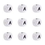 FASHEWELRY 10Pcs Cube Letter Silicone Beads 12x12x12mm Square Letter A Alphabet Beads for DIY Bracelet Necklace Jewelry Making