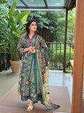 Gosriki Women'S Rayon Viscose Anarkali Printed Kurta With Palazzo & Dupatta (Cia Green-Vks05-Gs_Xxl_Green_Xx-Large),Green,2,B0F8ZWFZ3W