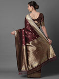 Leriya Fashion Saree For Women | Golden Saree For Women | Cotton Silk Saree For Women | Saree (Brown)