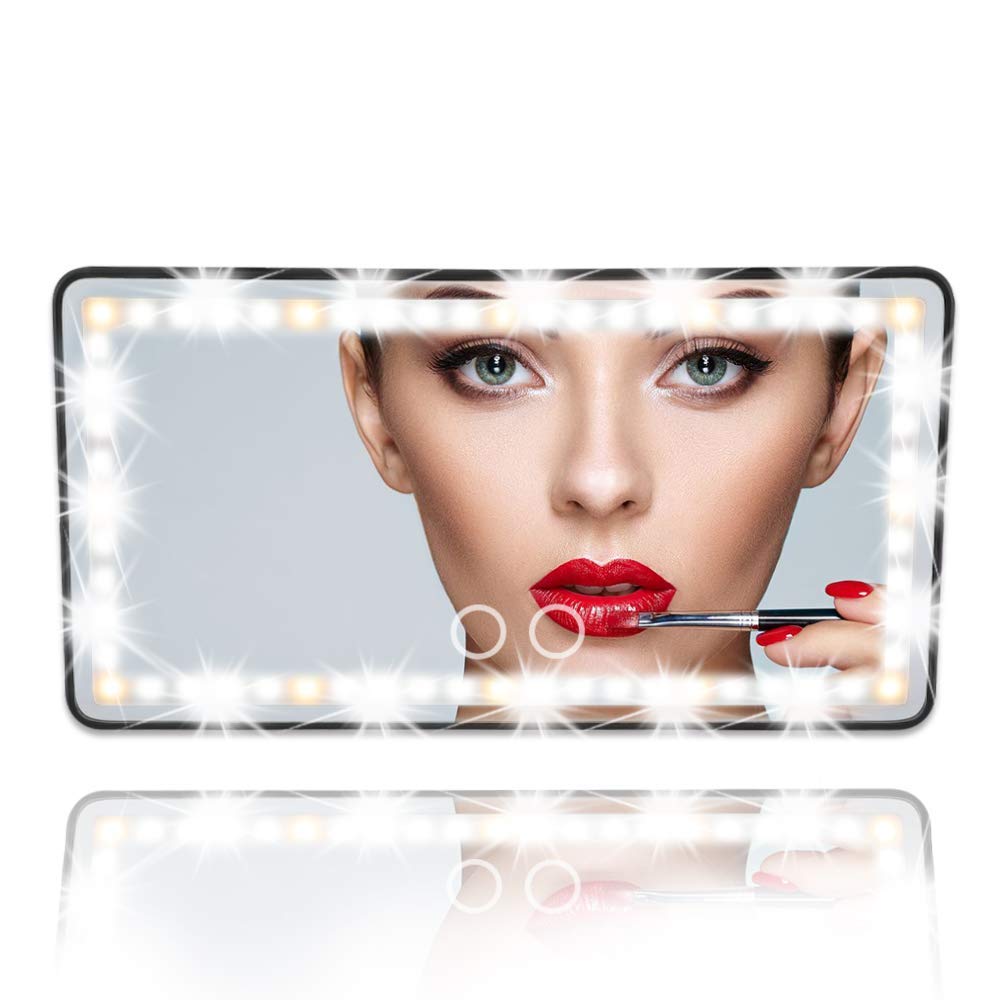 Car Visor Vanity Mirror Rechargeable With 3 Light Modes & 60 Leds For Car Truck Suv Rear View With Dimmable Touch Screen,Car Mir