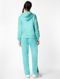 FYLTR Women's Drop Shoulder Hoodie & Joggers Set With Contrast Branded Tape on Sleeve and Jogger Side Seam - Rib Hem & Cuff | Slit Detail at Hem,Tropical Teal