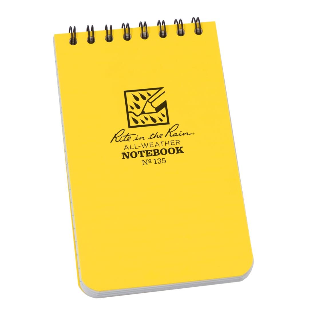 Rite In The Rain Weatherproof Top Spiral Notebook, 3 X 5, Yellow Cover, Universal Pattern (No. 135)