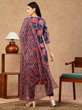 Gosriki Women'S Cotton Blend Straight Printed Kurta With Pant & Dupatta (Fataki Begani-Gs_M_Violet_Medium),Violet,,B0CTXGJHGB