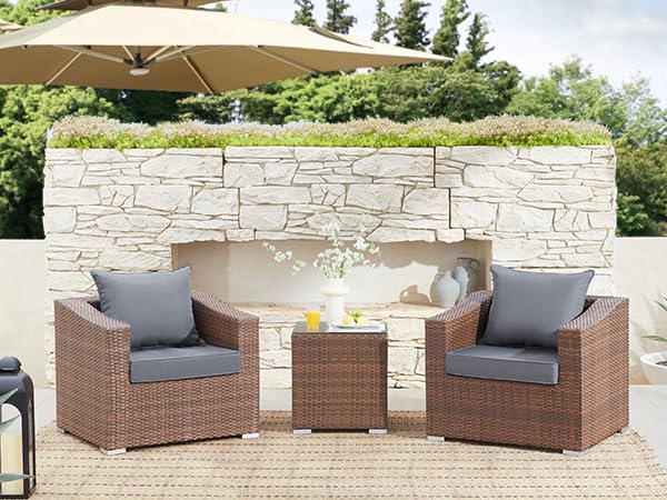 WEOAVRY Outdoor Seat Cushion Set 19x19 Inch Waterproof & Fade Resistant Cushions for Patio Furniture, Removable Cover Deep Seat
