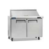 ICECASA 48 W Commercial Refrigerator Sandwich&Salad Prep Table Mega Top single Door Stainless Steel Counter Fan Cooling Refrige
