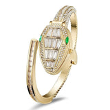 Cleo Be Bold Be You WomenS Gold Bracelet Watch | Snake Coil Cuff Style | Crystal Studded Oval Dial | Elegant Jewellery Watch For