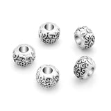 40pcs Ancient Lock Symbol of Protection Large Hole Round Beads (4.5mm Hole) Antique Silver
