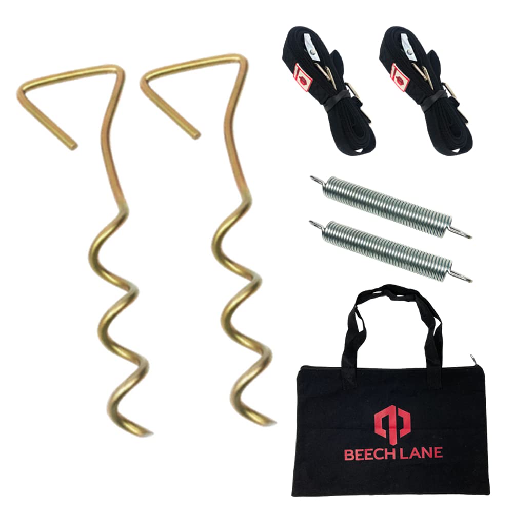 Beech Lane Heavy Duty Pre-Assembled Rv Awning Anchor Kit, Sturdy Cam Buckles With Thick Straps, Durable Canvas Storage Bag, Stee