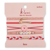 K'lani Hair Tie Bracelets for Women - Elastic Hair Bands That Double as Stylish Jewelry - Love - Medium